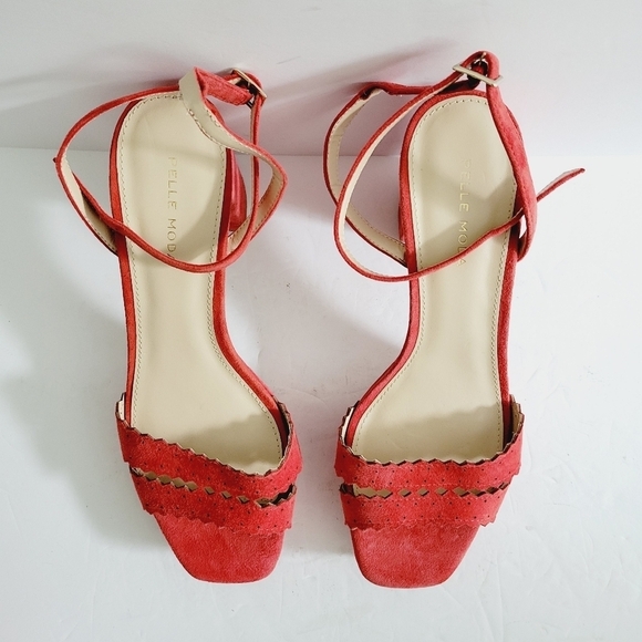NEW Pelle Moda Red Suede Platform Sandals Heel 3,5 " - Picture 3 of 6